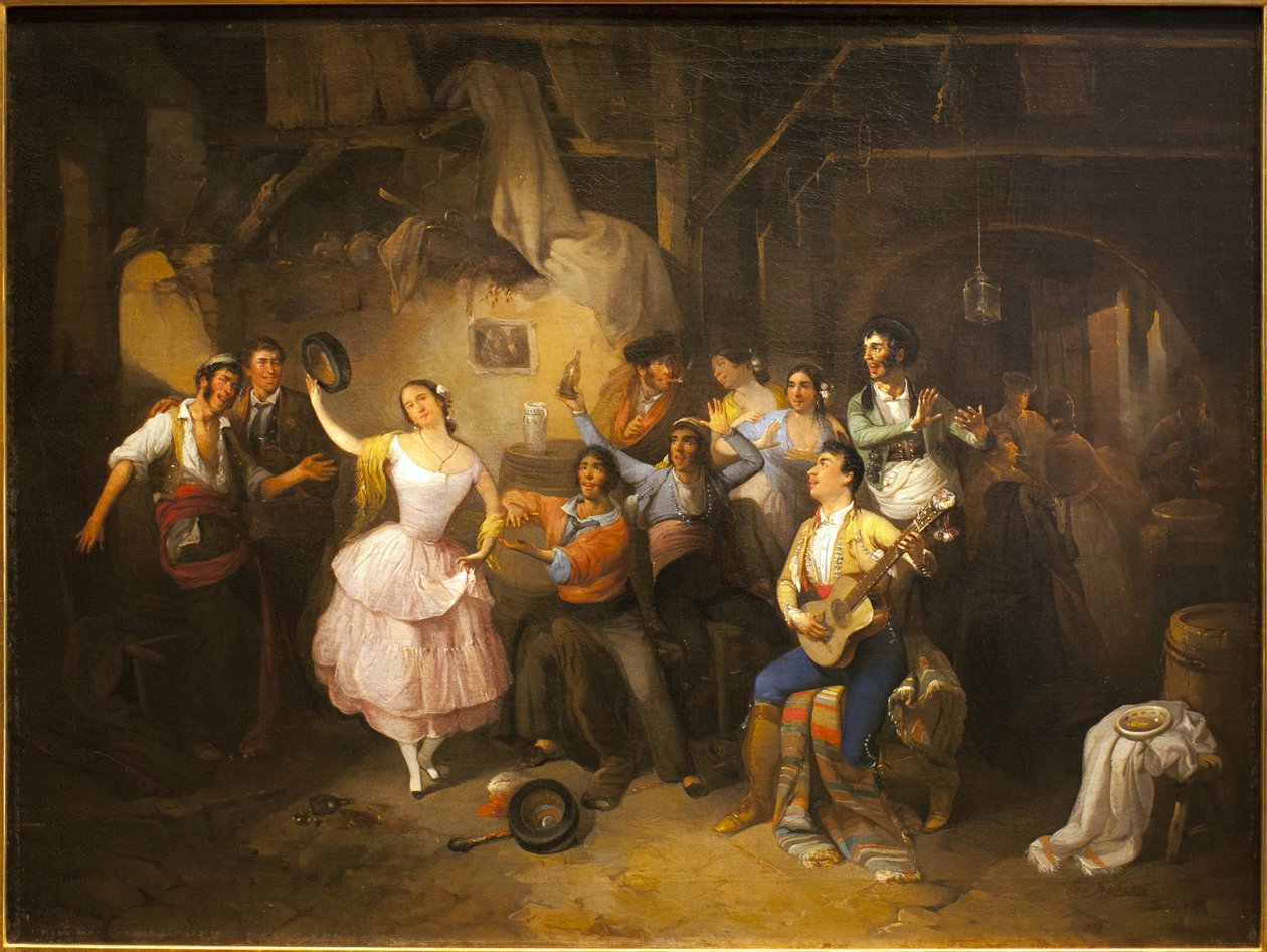 Táncosnő egy kocsmában. Manuel Rodriguez de Guzman (1818-1867) festménye, olaj, vászon alkotó: Manuel Roderiguez Guzman