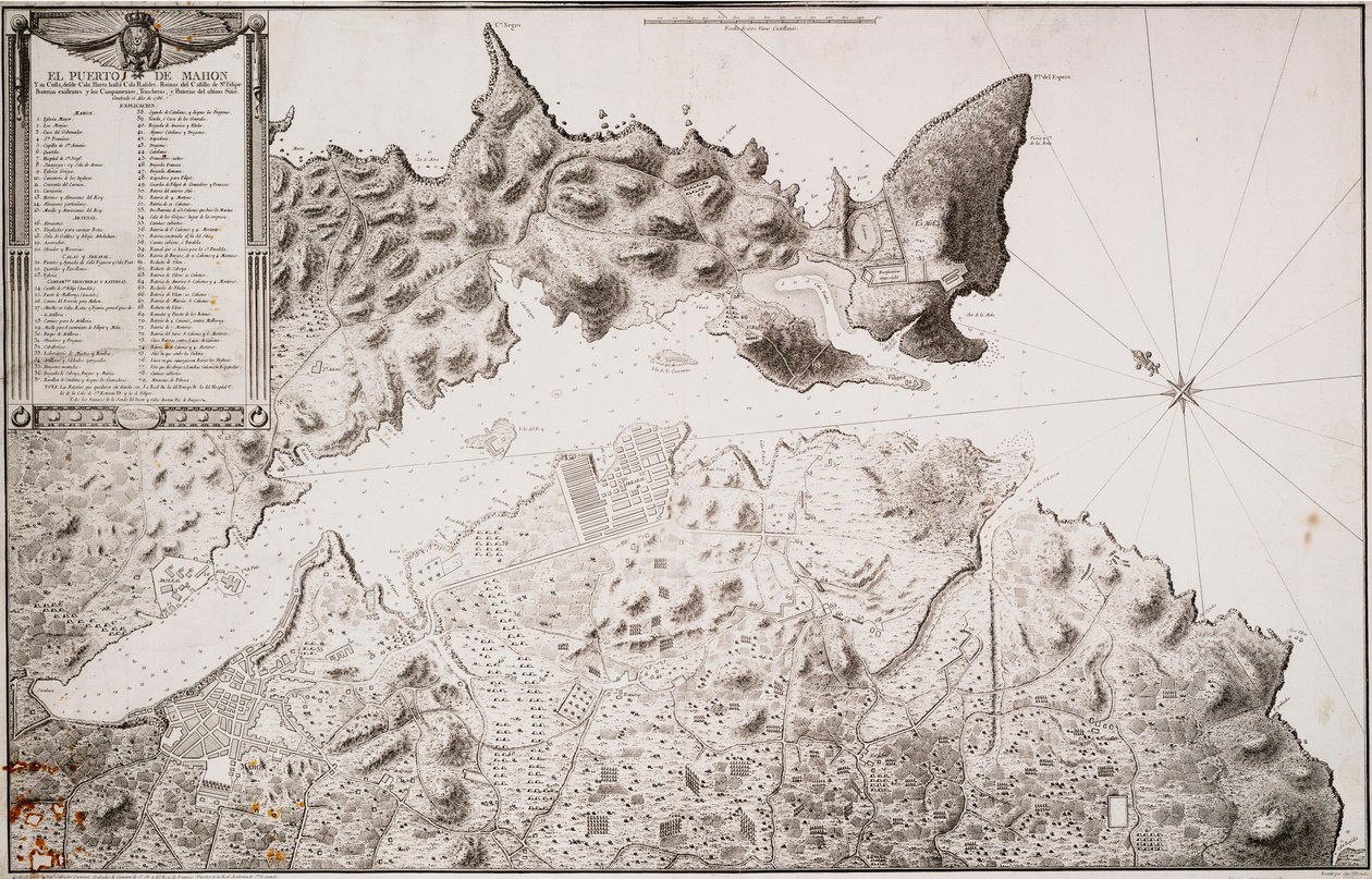 Mahon kikötője és környéke, Cala Murte-tól Cala Rafalet-ig. alkotó: Manuel Salvador Carmona