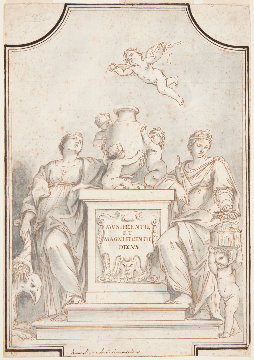 Tervezés egy monokróm festményhez, Corpus Domini templom, Bologna, Olaszország alkotó: Marc Antonio Franceschini