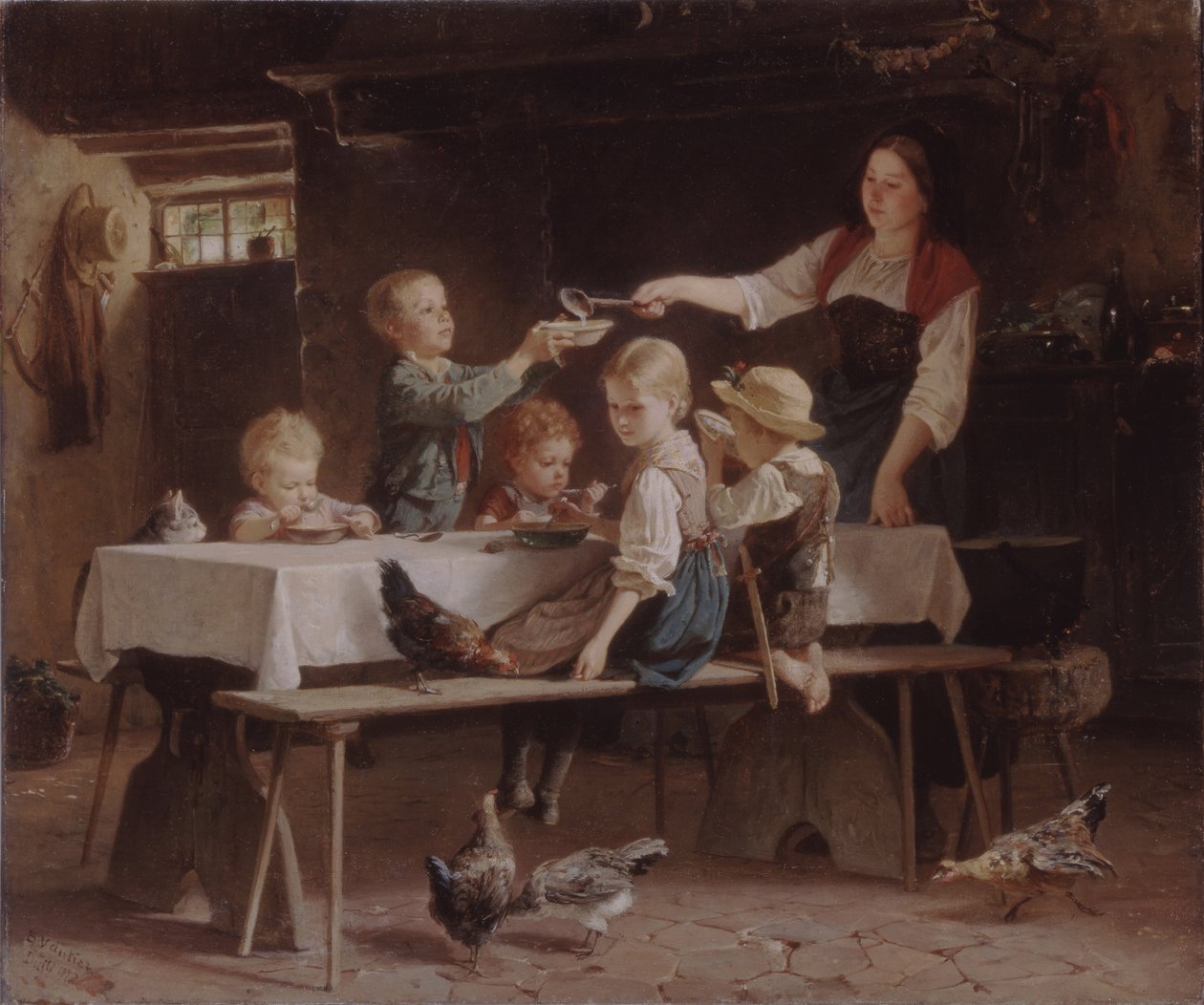 Gyerekek ebédnél, 1857 alkotó: Marc Louis Benjamin Vautier the Elder