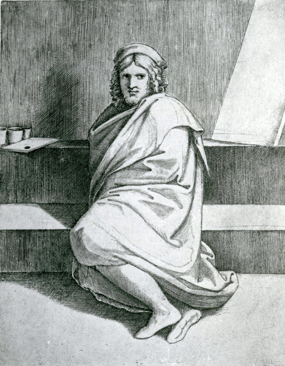 Raphael köpenyben, 1520 körül alkotó: Marcantonio Raimondi