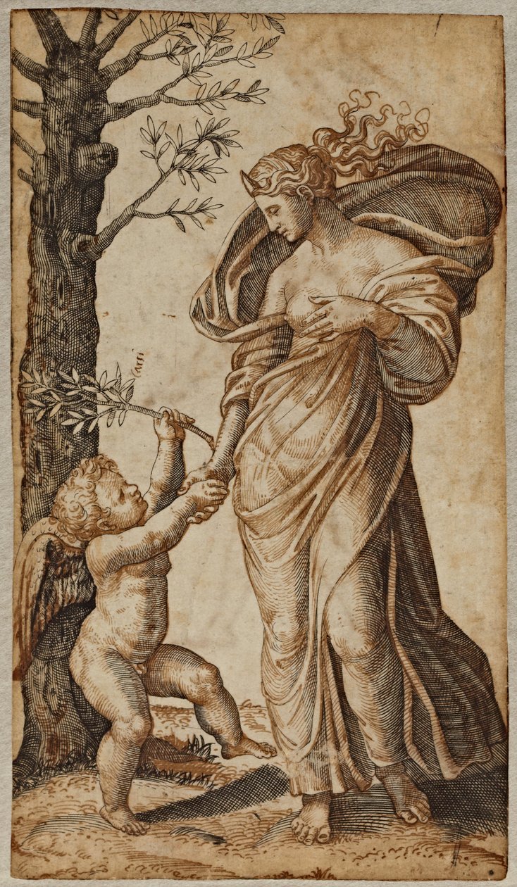 Minerva és Ámor egyeztetése alkotó: Marcantonio Raimondi
