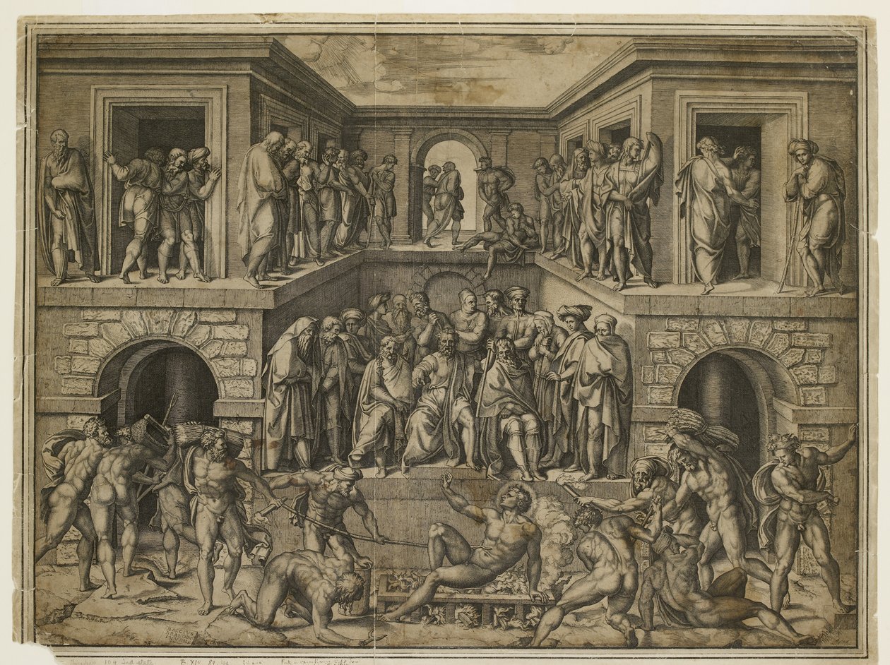 Szent Lőrinc mártíromsága, c. 1525 alkotó: Marcantonio Raimondi