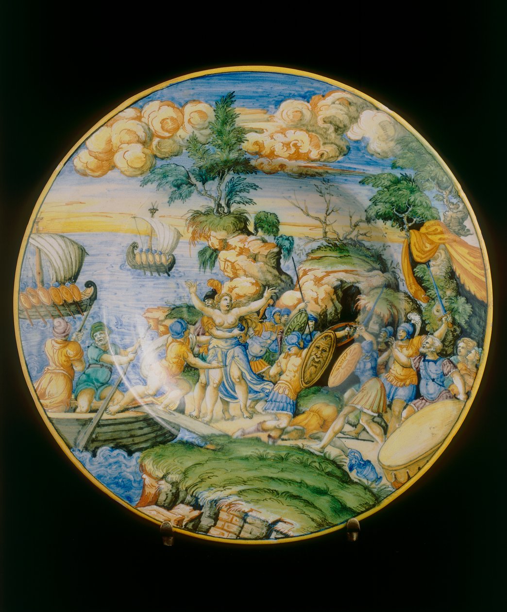 Elena megerőszakolása, Marcantonio Raimondinak tulajdonított tányér, amelyet a firenzei Museo Nazionale del Bargelloban őriztek alkotó: Marcantonio (attr.to) Raimondi