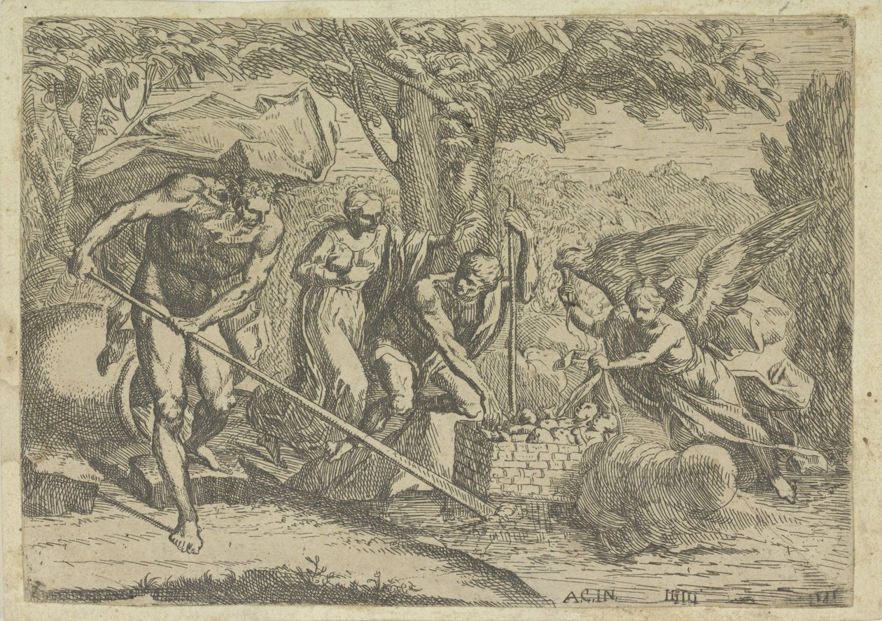 Romulus en Remus gevonden door Faustulus en Louva alkotó: Marcantonio Bellavia