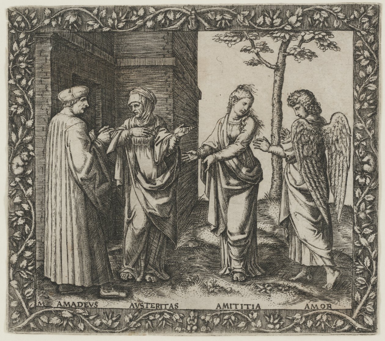 Amadeus Berruti megszorításokkal, Amititiával és szerelemmel alkotó: Marcantonio Raimondi