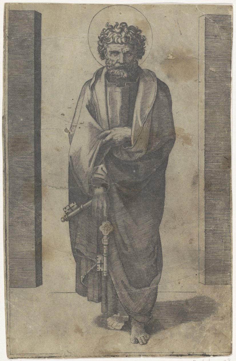 Péter apostol kulcsokkal Krisztus és az apostolok (sorozat címe) alkotó: Marcantonio Raimondi