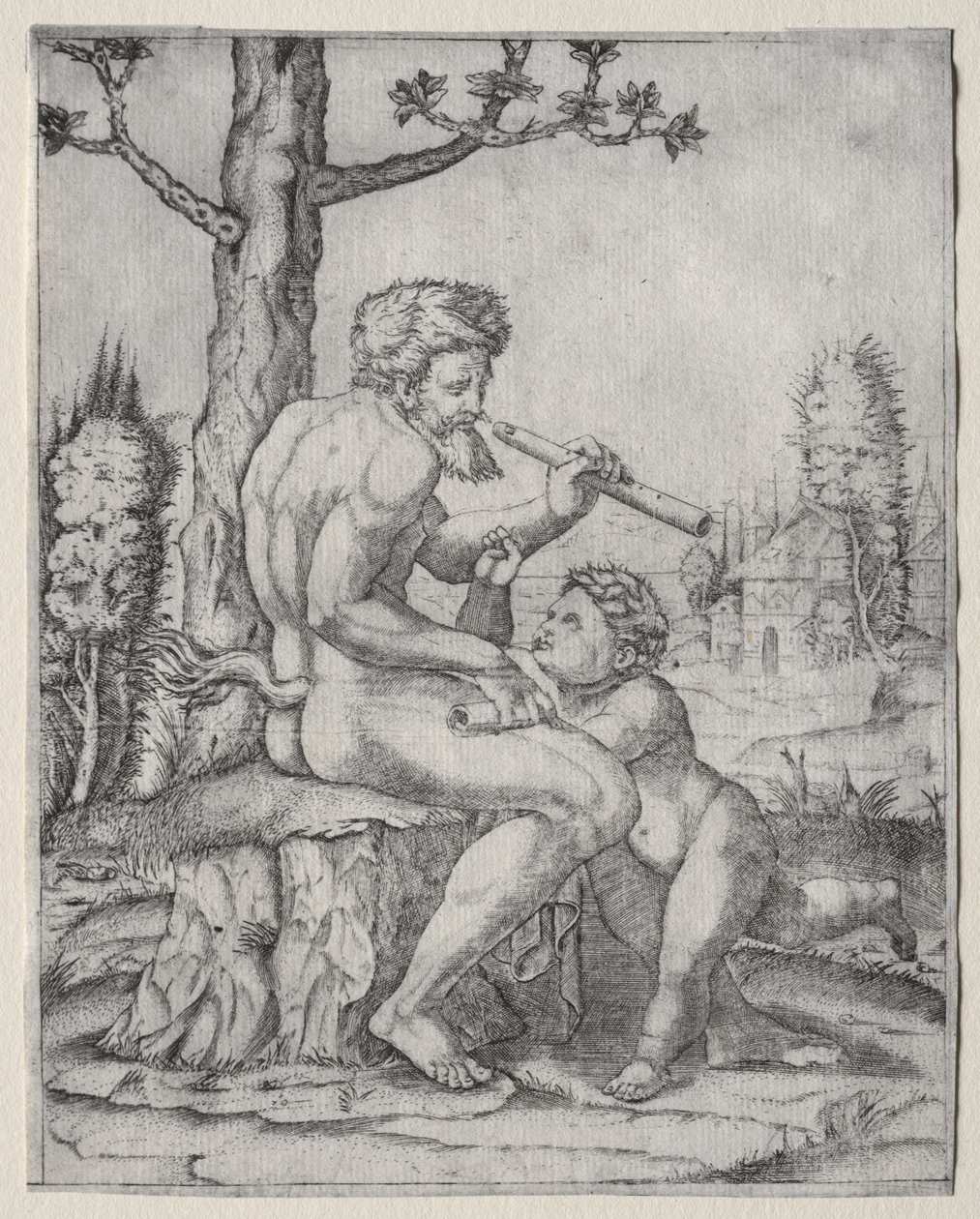Faun és gyermek alkotó: Marcantonio Raimondi
