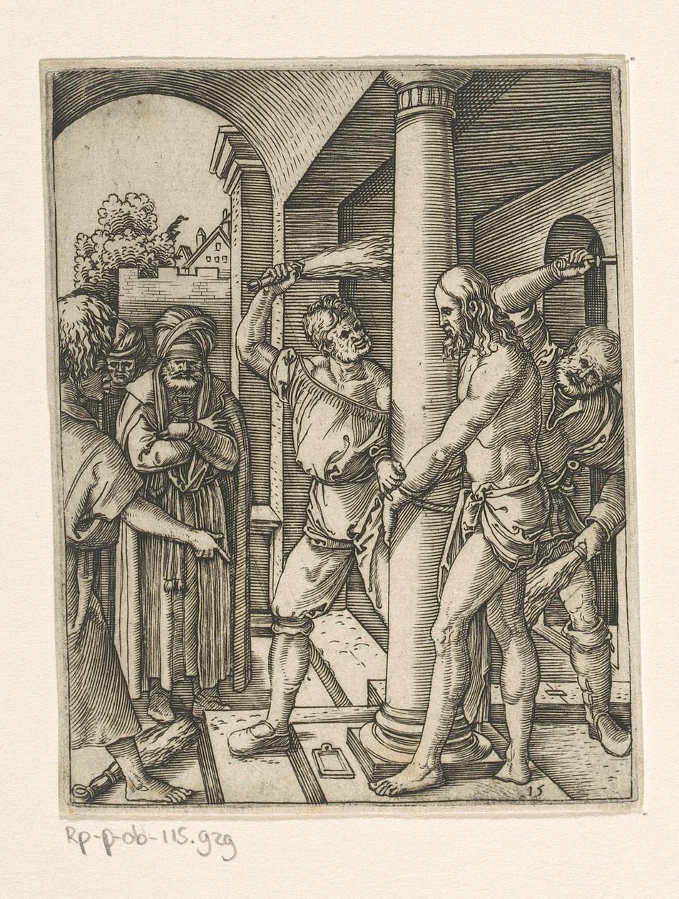 Krisztus csapása Krisztus szenvedése (sorozat címe) alkotó: Marcantonio Raimondi