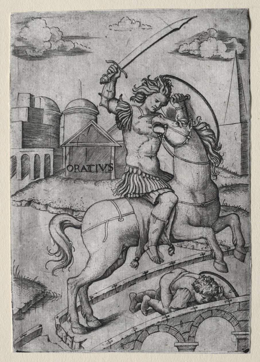 Horatius Cocles védi a Sublician hidat. alkotó: Marcantonio Raimondi