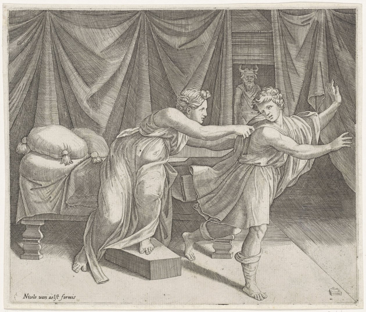 József és Potifár felesége alkotó: Marcantonio Raimondi