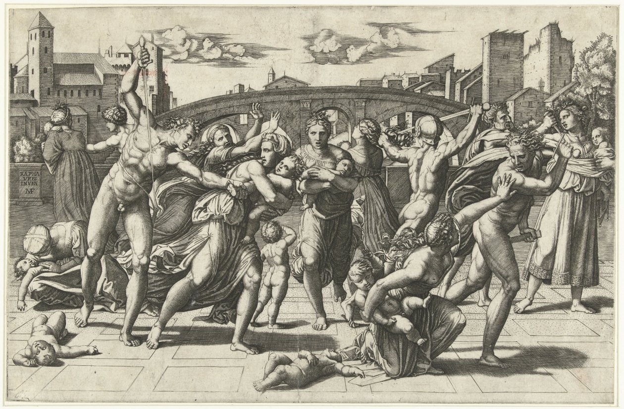 Az ártatlanok mészárlása, 1515 körül alkotó: Marcantonio Raimondi