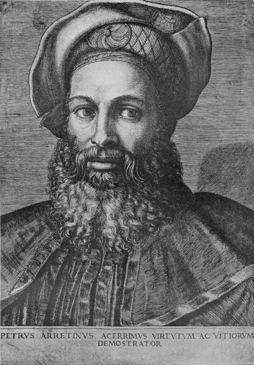 Pietro Aretino portréja, c1517 alkotó: Marcantonio Raimondi
