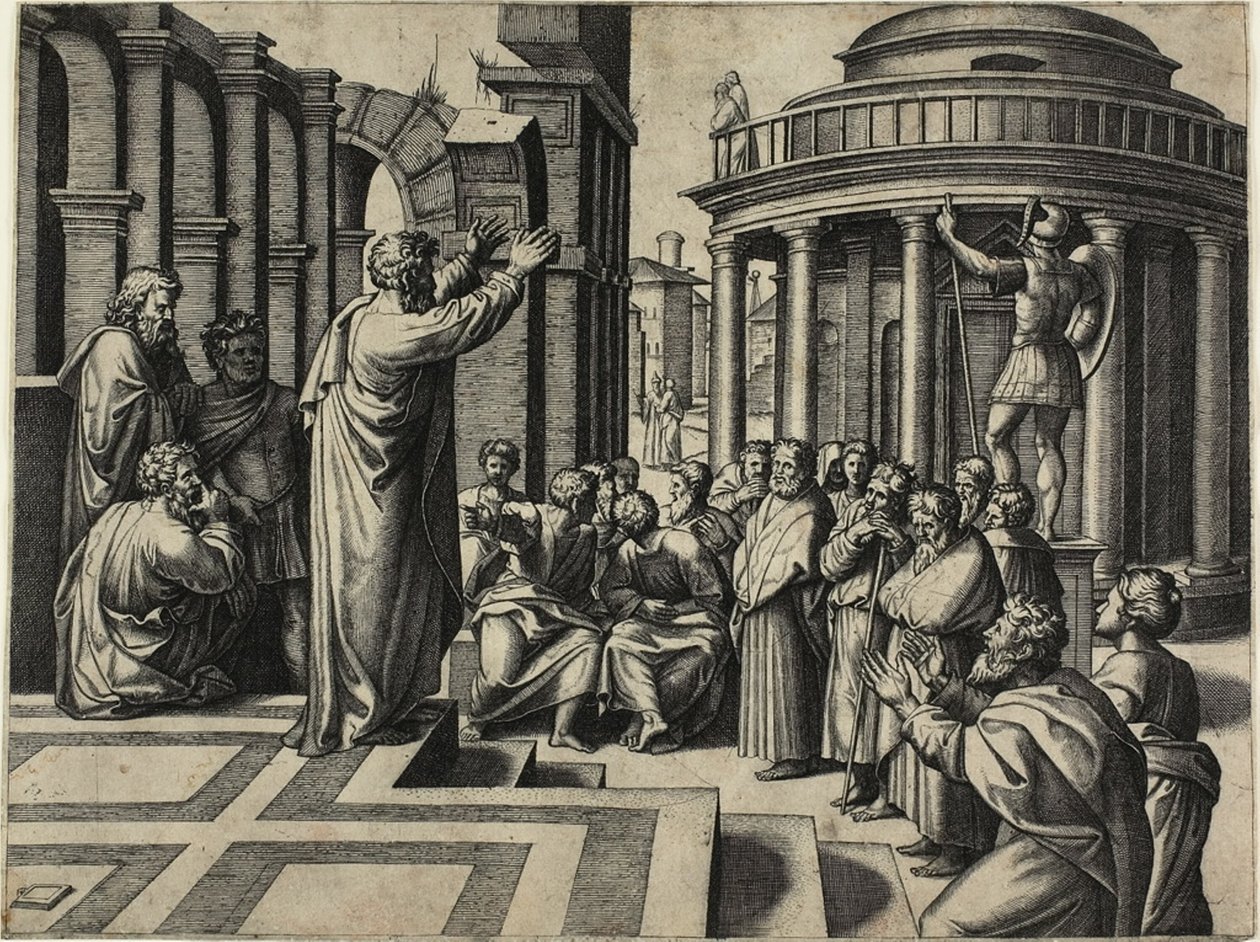 Szent Pál prédikál Athénban alkotó: Marcantonio Raimondi