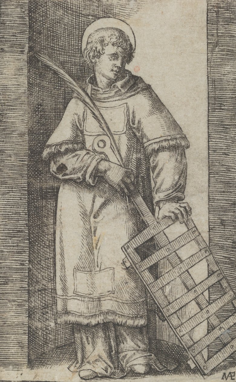 Saint Vincent, bal kézzel rácson nyugvó, a 