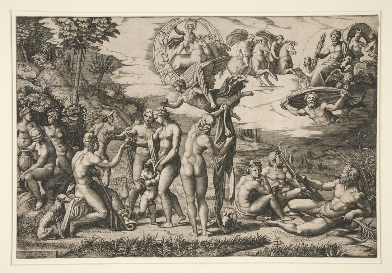 Párizs ítélete, Raphael után, 1510-20 körül alkotó: Marcantonio Raimondi