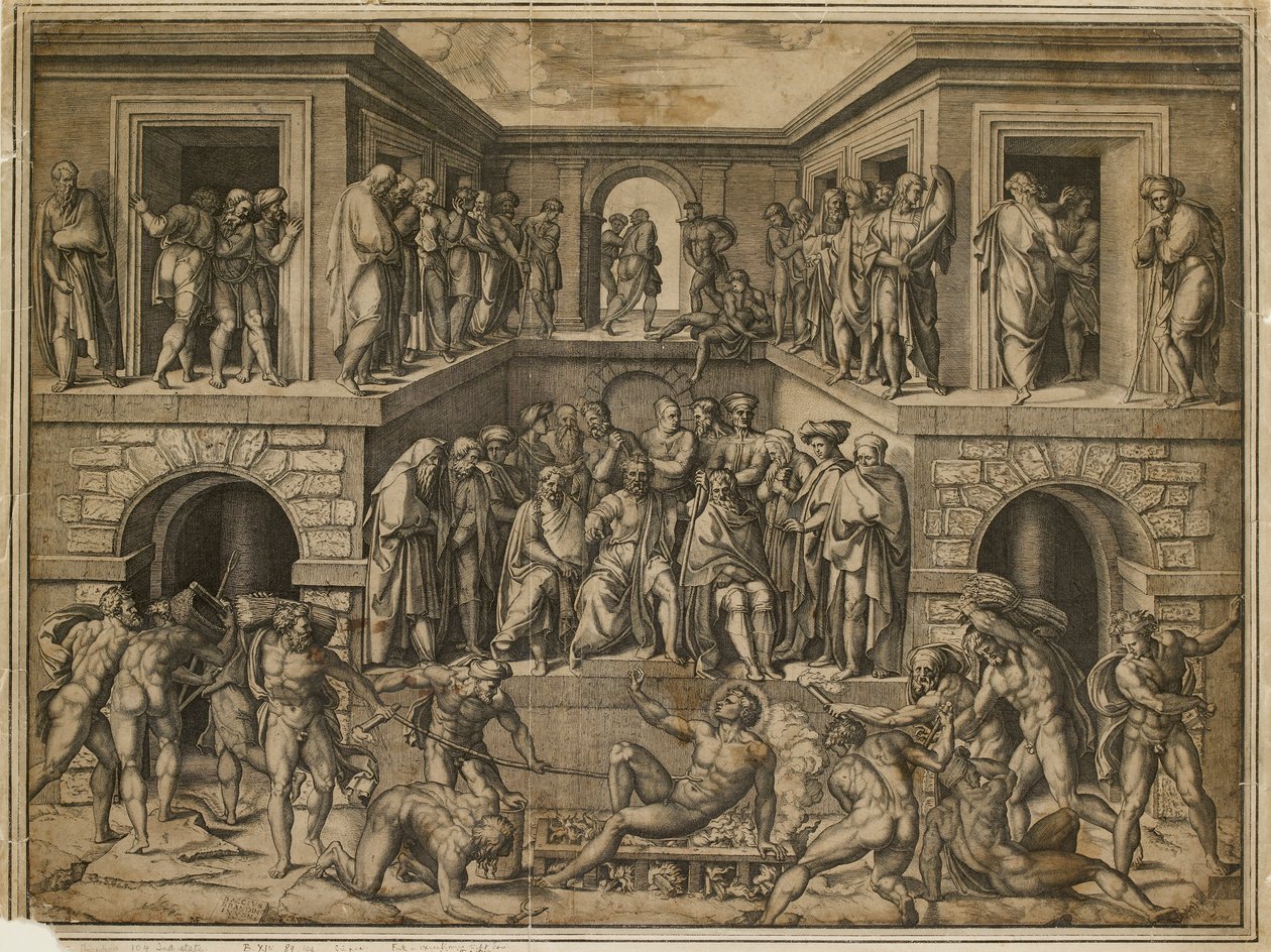 Szent Lőrinc mártíromsága, 1525 alkotó: Marcantonio Raimondi