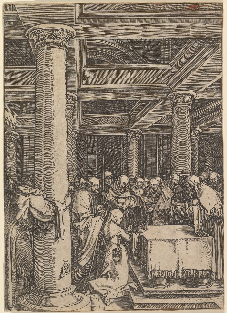 Jézus bemutatása Simeonnak a templomban, Dürer után, kb. 1500-1534. alkotó: Marcantonio Raimondi