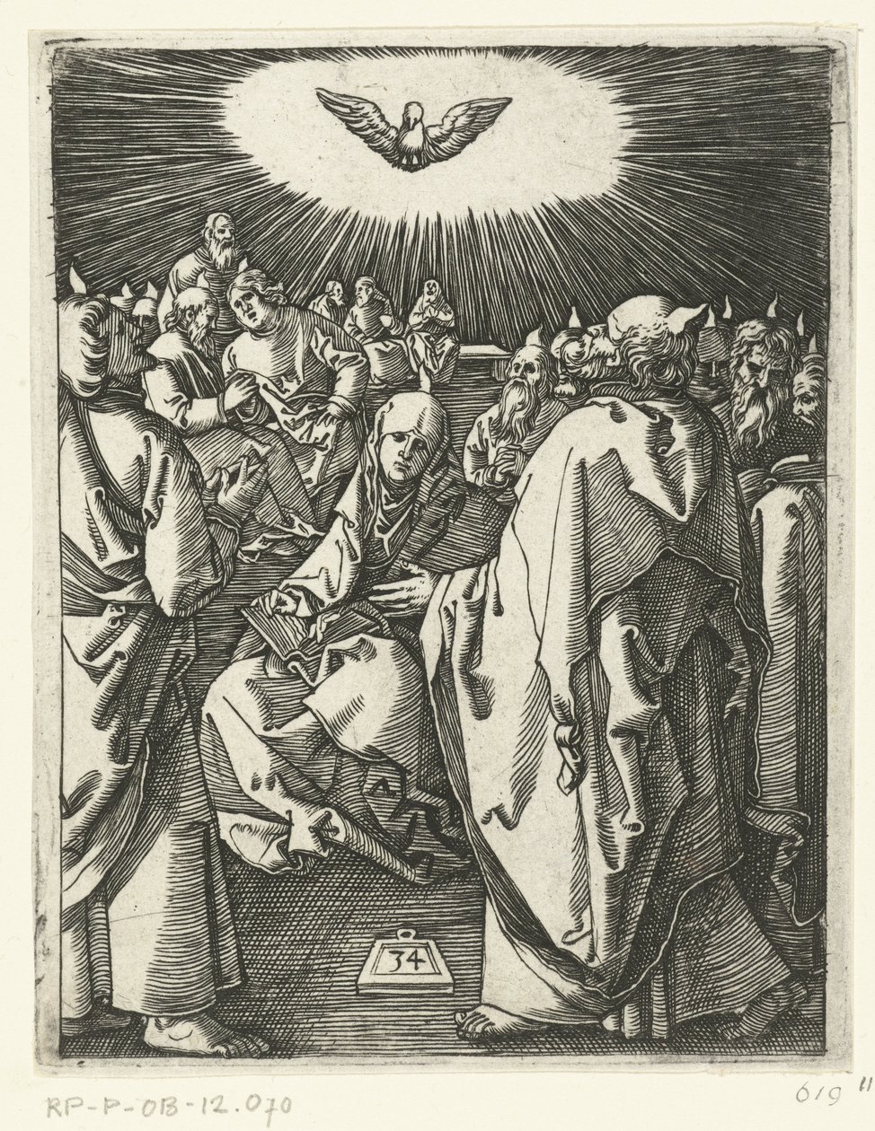 A Szentlélek kiáradása Krisztus szenvedése (sorozat címe) alkotó: Marcantonio Raimondi