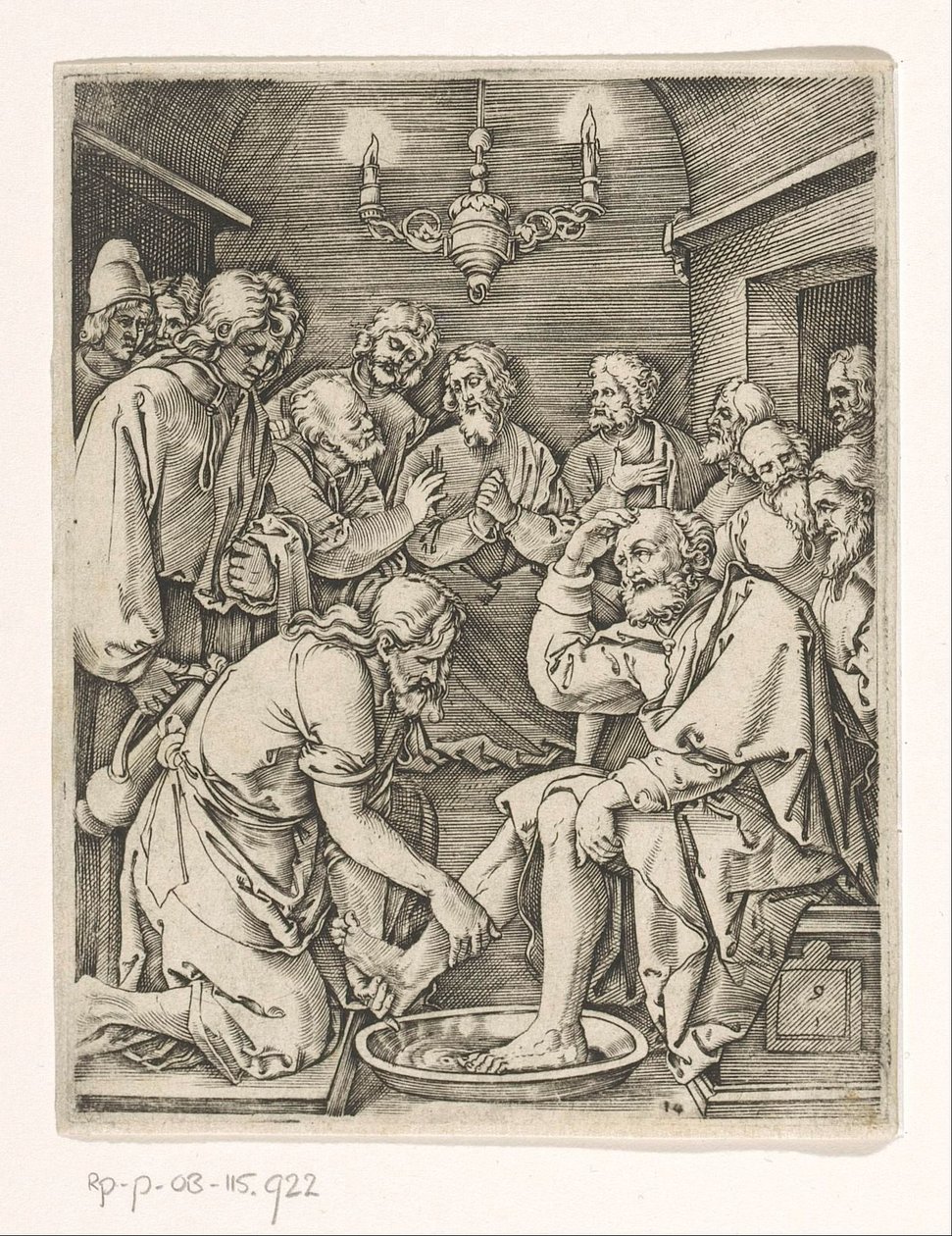Péter lábmosása Krisztus szenvedése (sorozat címe) alkotó: Marcantonio Raimondi