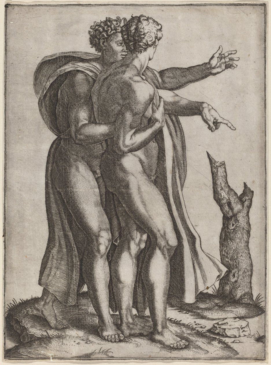 Két meztelen férfi alkotó: Marcantonio Raimondi after Michelangelo