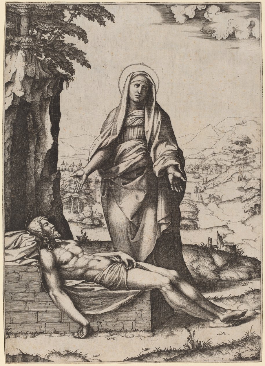A Szűzanya siralma alkotó: Marcantonio Raimondi after Raphael