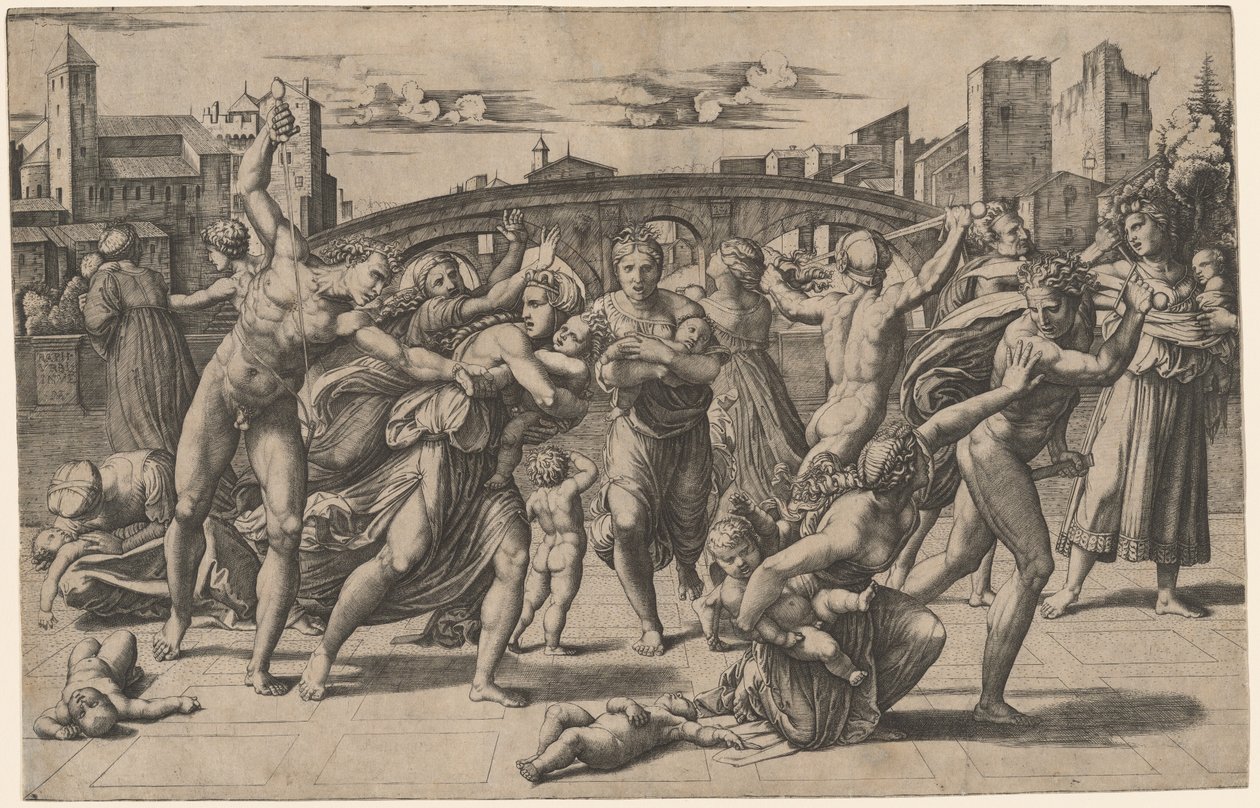 Az ártatlanok mészárlása alkotó: Marcantonio Raimondi after Raphael