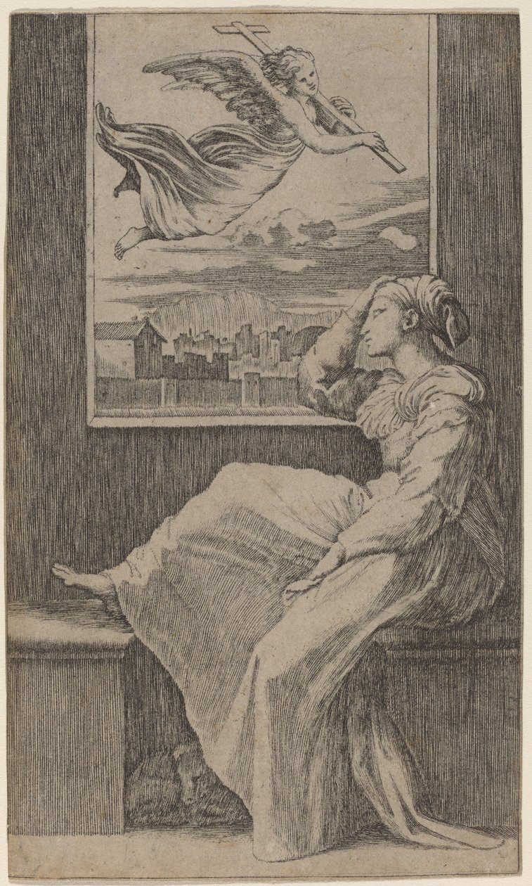Töprengő Nő alkotó: Marcantonio Raimondi possibly after Raphael