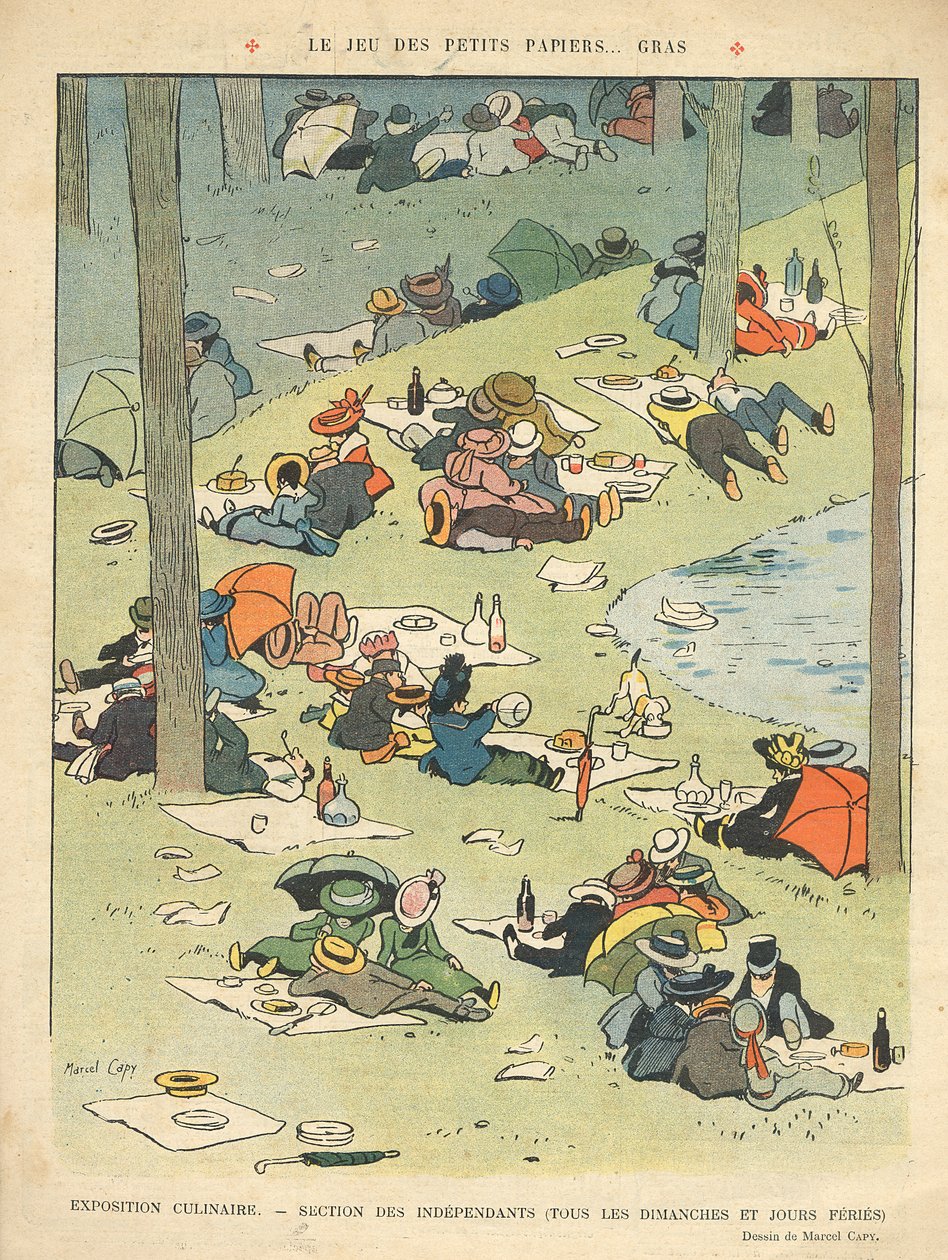 Konyhaművészeti kiállítás – Salon des Independants (minden vasárnap és ünnepnapon) a „Le Rire” hátlapjáról, 1910. május 28. alkotó: Marcel Amable O.L. Capy