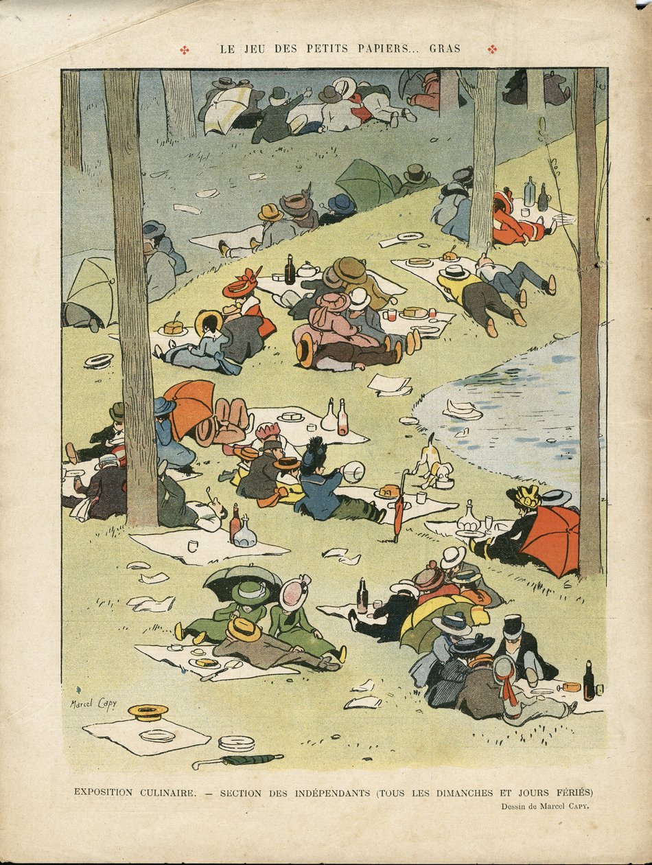 Illusztráció Marcel Capyról (1865-1941) a Le Lire-ben, 28.05.2010 - A kis zsíros papírok játéka - Hobbi, piknik, gasztronómiai szakács alkotó: Marcel Amable O.L. Capy
