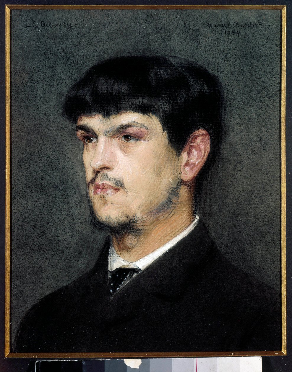 Claude Debussy (1862-1918) francia zeneszerző portréja Marcel Andre Baschet (1862-1941) fekete kő- és pasztellfestménye 1884 Méret: 0,27 x 0,26 m alkotó: Marcel Andre Baschet