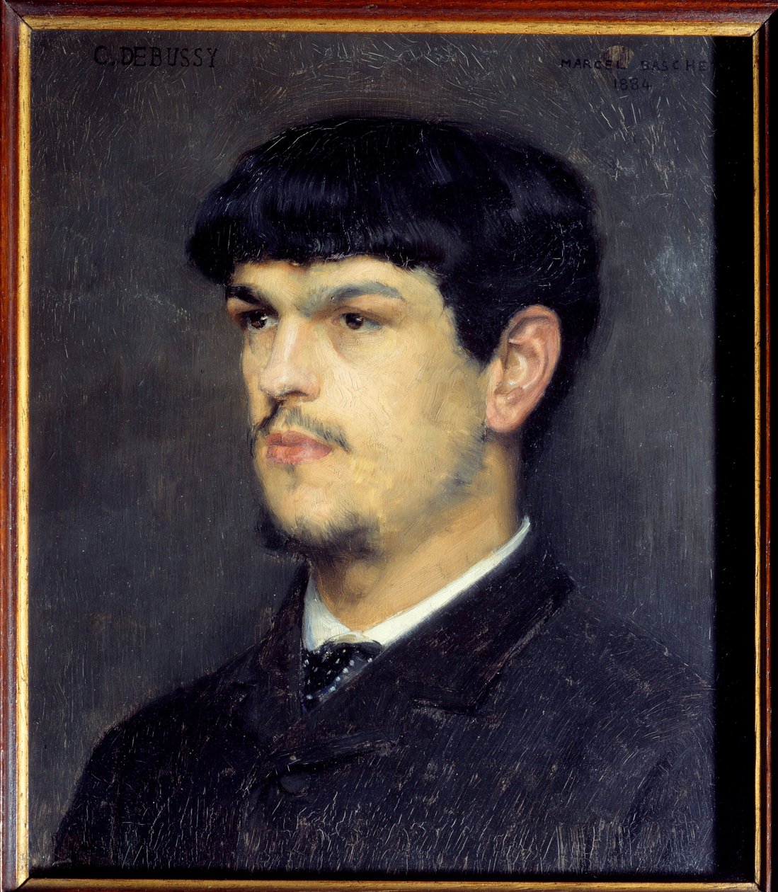 Claude Debussy francia zeneszerző portréja (1862-1918) Marcel Andre Baschet (1862-1941) festménye fekete kővel és pasztellel 1884 Méret: 0,24 x 0,21 m Párizs, Orsay Múzeum alkotó: Marcel Andre Baschet