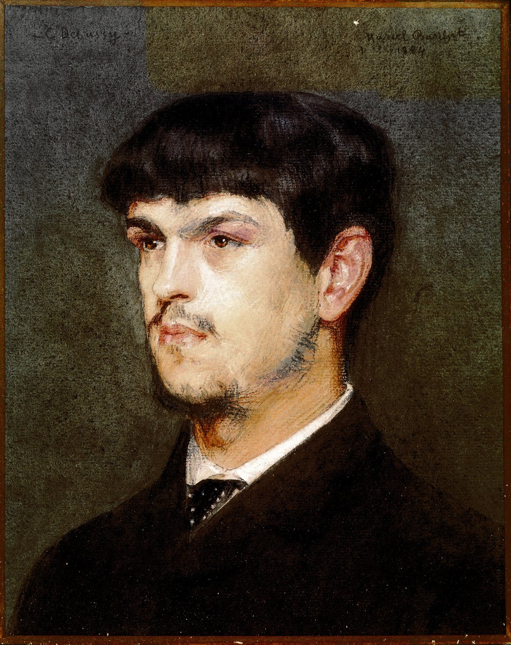 Claude Debussy francia zeneszerző portréja (fekete kő és pasztell alkotó: Marcel Andre Baschet