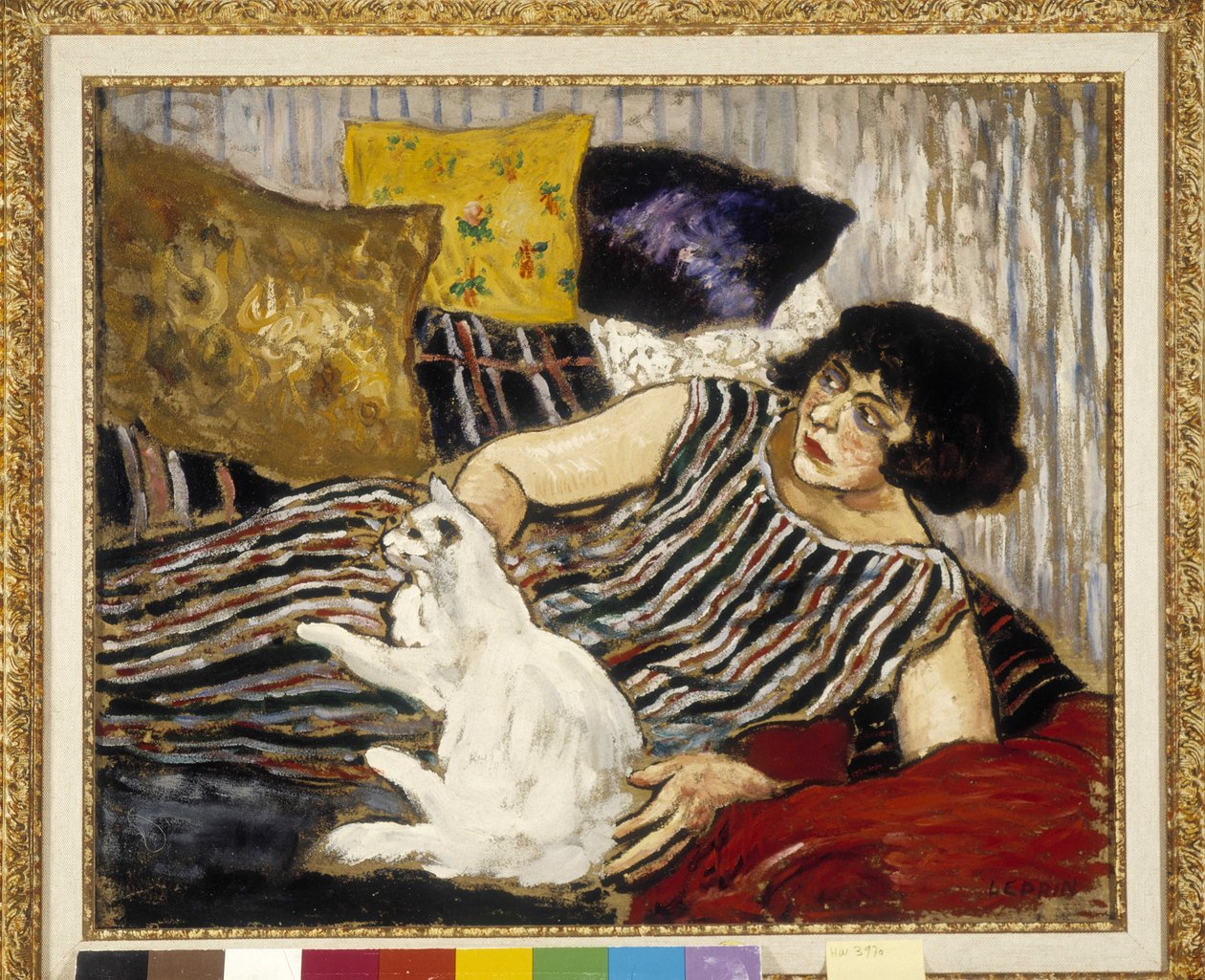 Suzanne Valadon (1865-1938) és macskája. Marcel Leprin (1891-1933) festménye, Kötelező megemlítés: A respect de provence alapítvány gyűjteménye, Marseille (45x54 cm) alkotó: Marcel Leprin