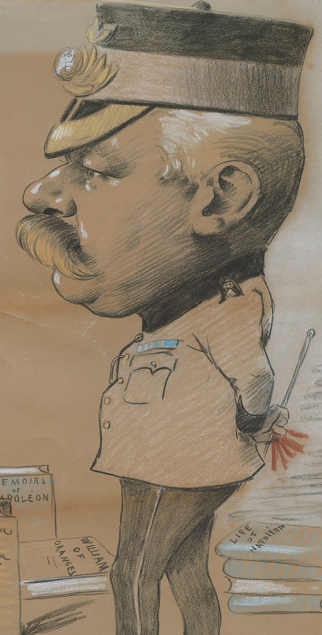 A Royal Marines könnyűgyalogság azonosítatlan alezredesének karikatúrája, 1893 (színes kréta papíron) alkotó: Marcel Pic