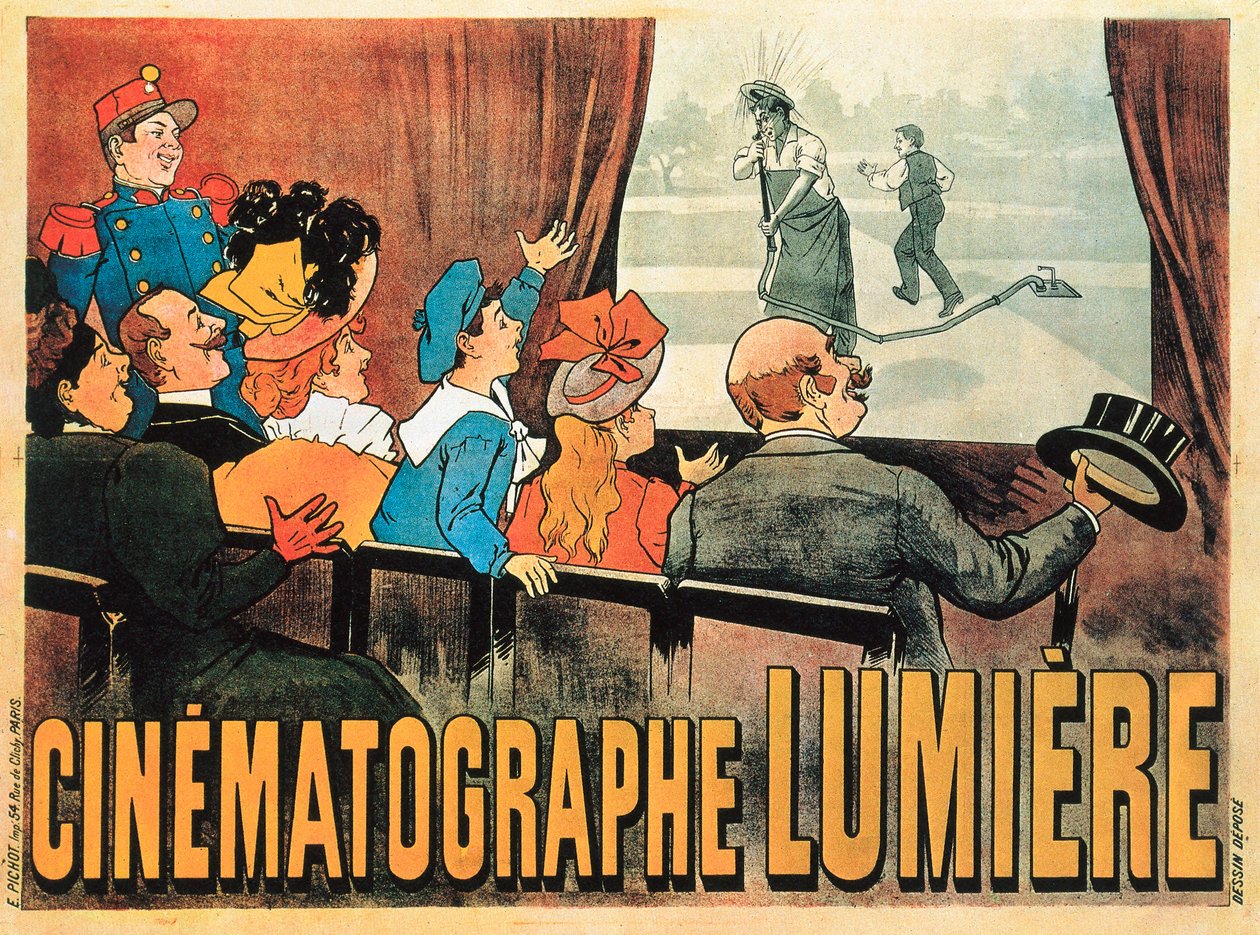 "The Waterer Watered", Cinematographe Lumiere reklámplakát, 1896 alkotó: Marcelin Auzolle