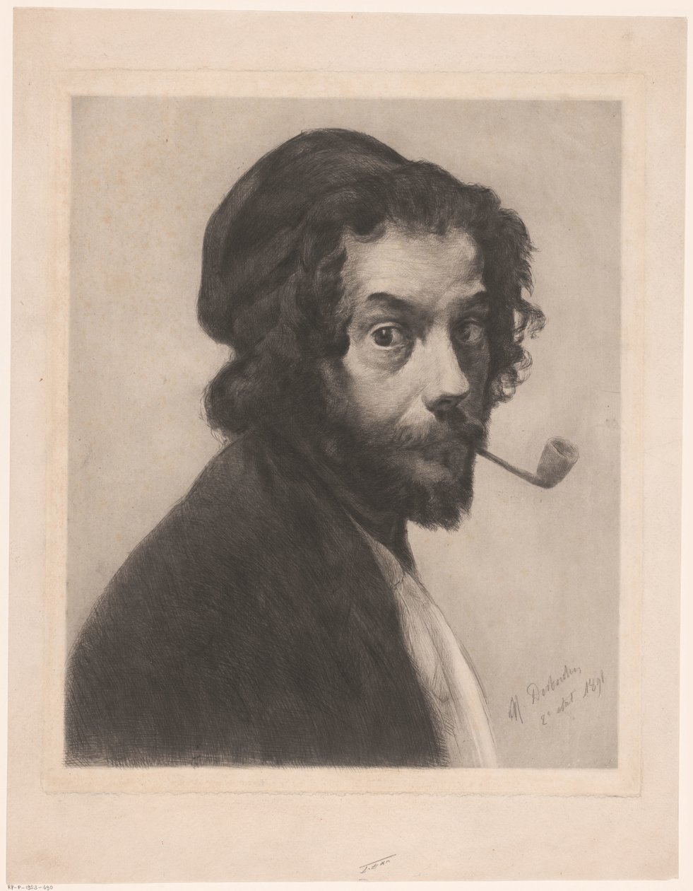 Önarckép pipával alkotó: Marcellin Gilbert Desboutin (signed by artist)
