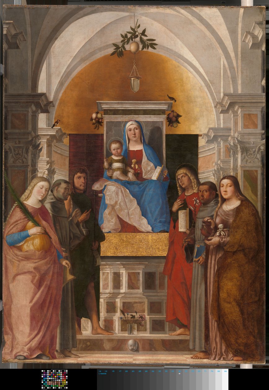 Madonna és gyermeke Szent Katalinnal alkotó: Marcello Fogolino