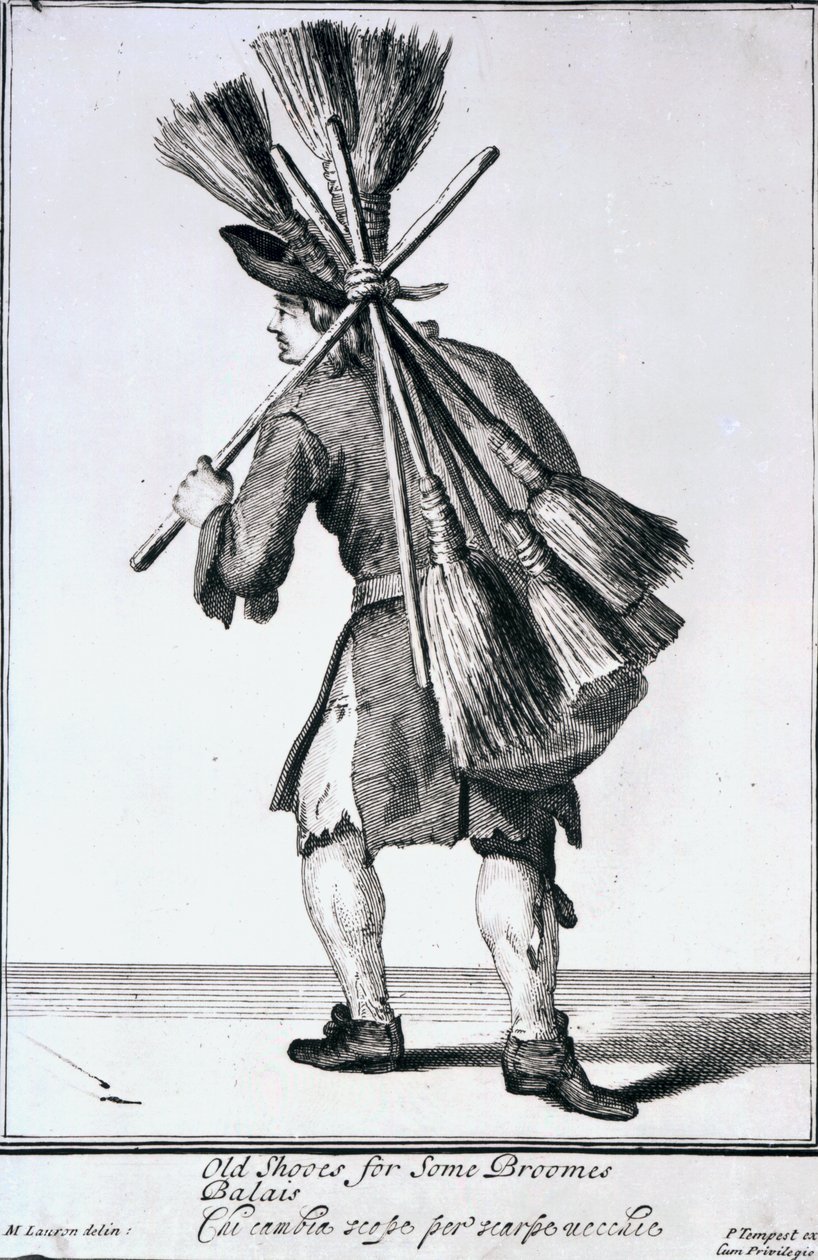 Old Shoes for Some Broomes, a "Cryes of the City of London"-ból, 1688 körül alkotó: Marcellus the Elder Laroon