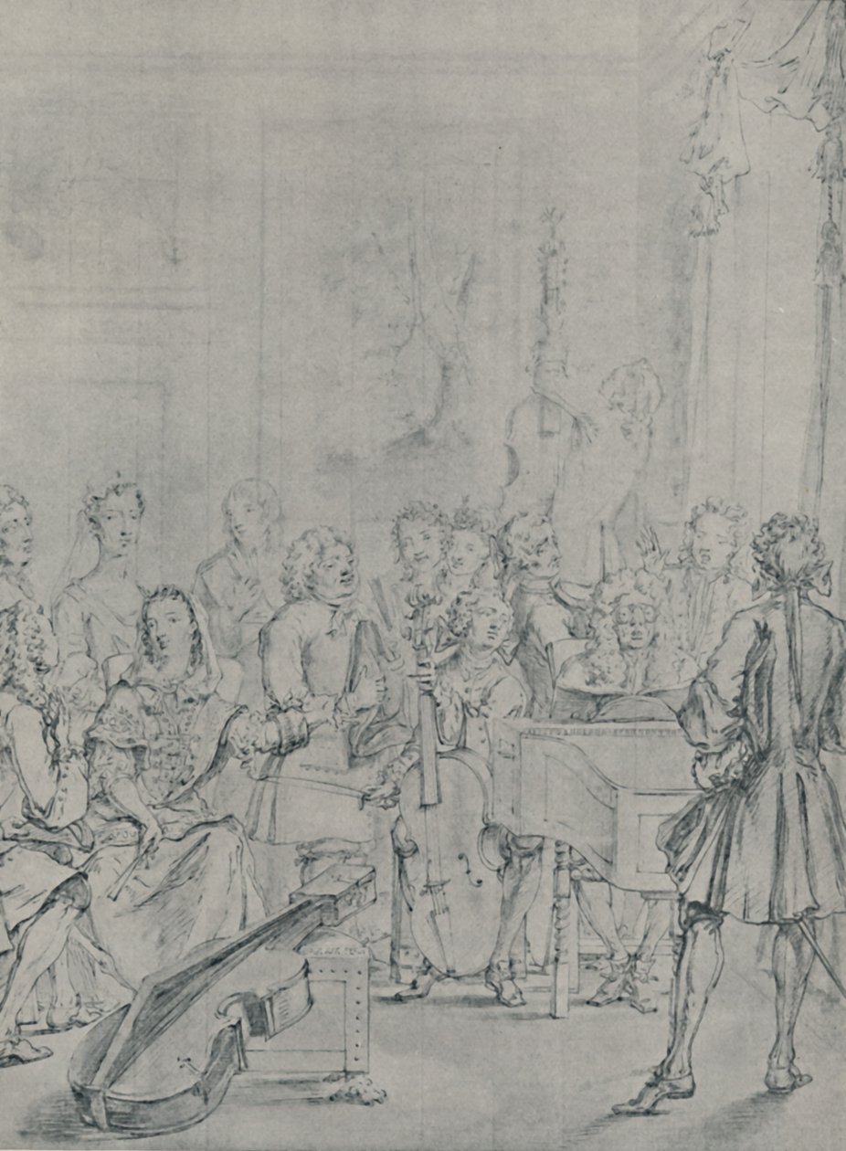Koncert egy nemesi házban, 1736, 1920 alkotó: Marcellus Laroon the Younger