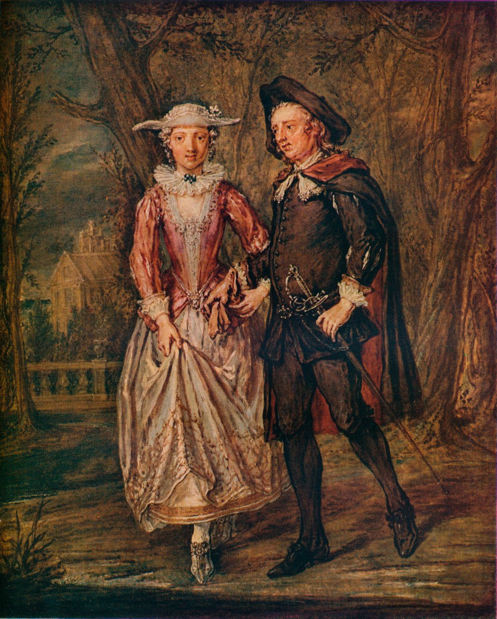 Szerelmesek a parkban, 1745, 1931 alkotó: Marcellus Laroon the Younger