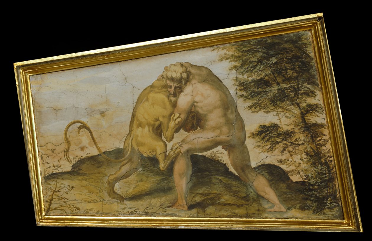 Herkules megöli Nemean oroszlánt alkotó: Marco Marchetti from Faenza
