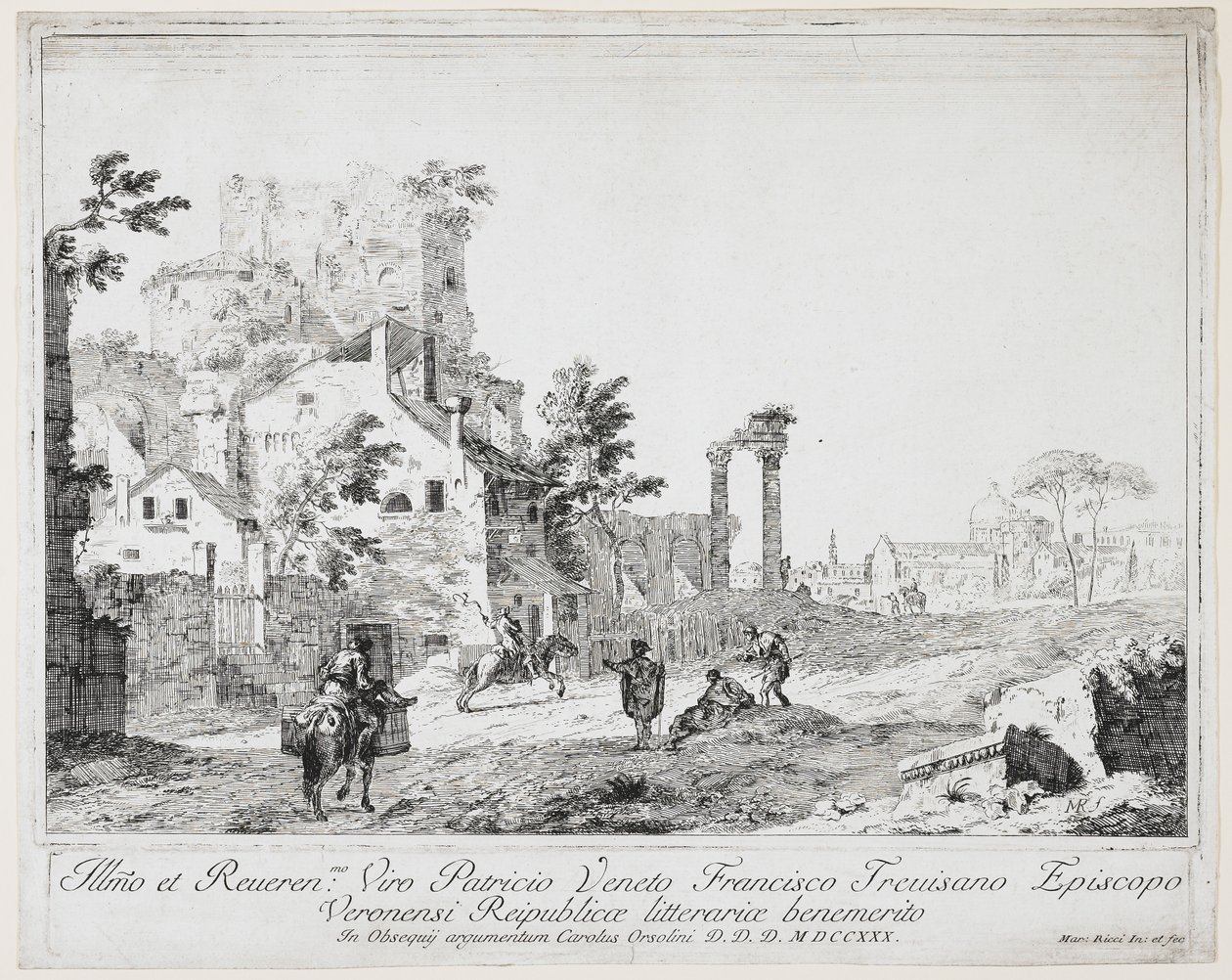 Út egy vidéki falu mellett, 1730 alkotó: Marco Ricci
