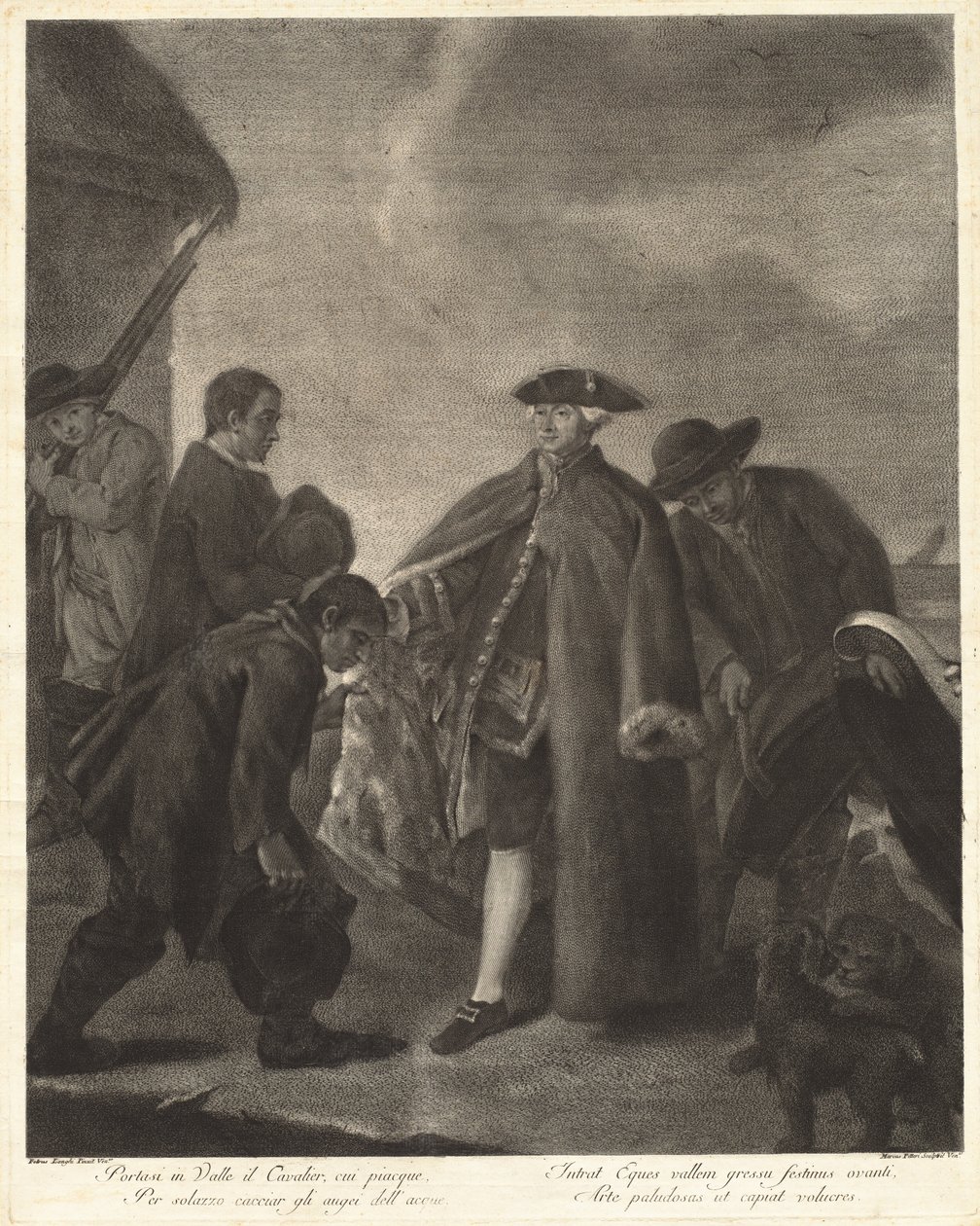 Vigye el a Cavaliert a völgybe ... (A Mester érkezése) alkotó: Marco Alvise Pitteri after Pietro Longhi