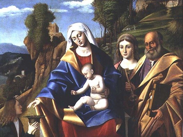 M.5 Szűzanya és gyermeke szentekkel, 1510 körül alkotó: Marco Basaiti