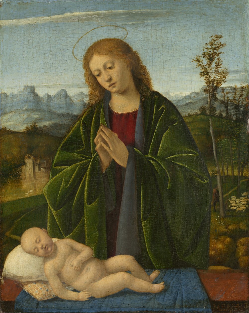 Madonna imádja a gyermeket, c. 1520. alkotó: Marco Basaiti