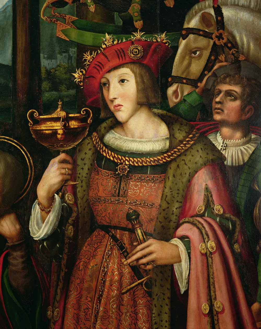 V. Károly (1500-1558) spanyol (olaj, tábla, részlet) alkotó: Marco Cardisco