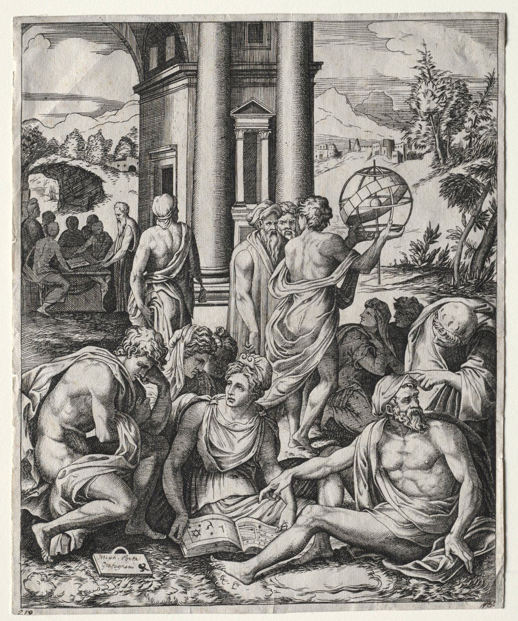 Tudósok gyűlése, c. 15151527. alkotó: Marco Dente