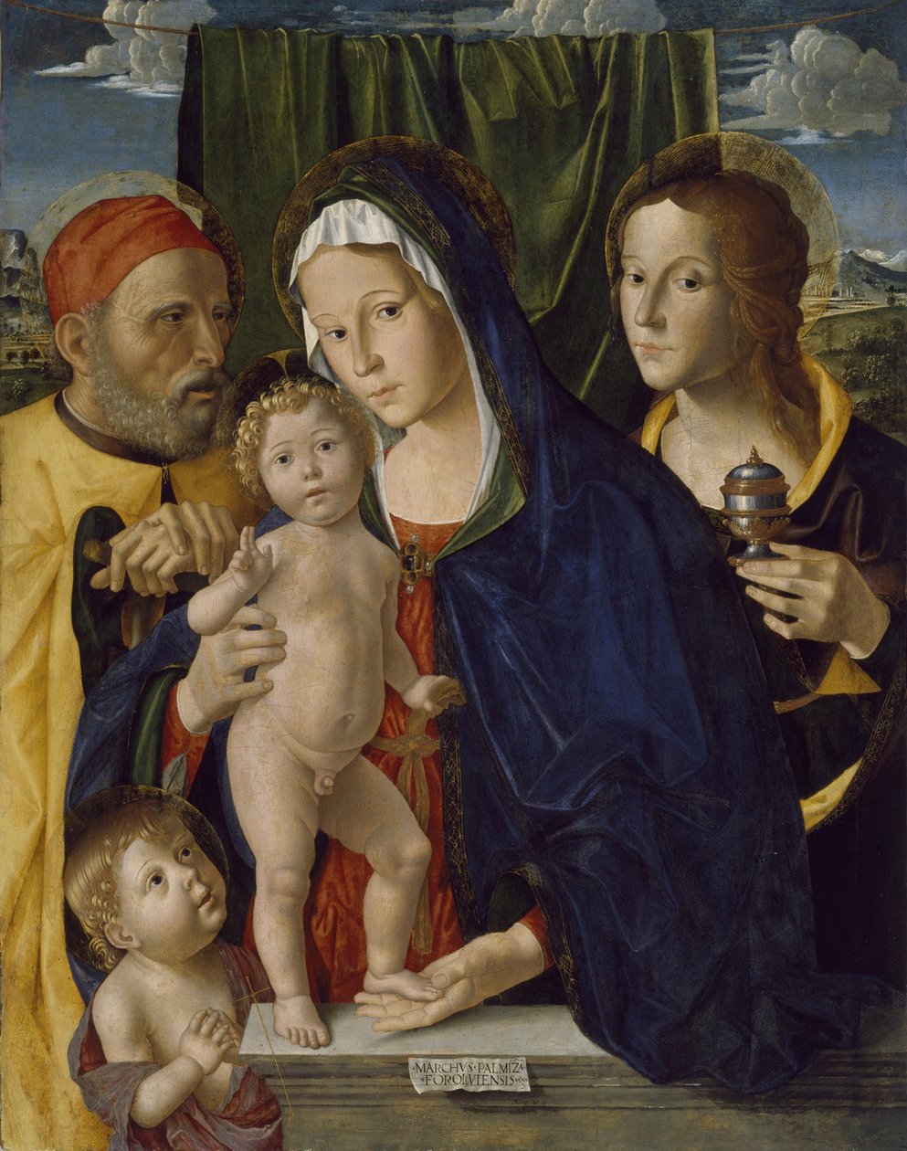 A Szent Család Keresztelő Szent Jánossal és Szt. Máriával, 1500-5 alkotó: Marco Palmezzano