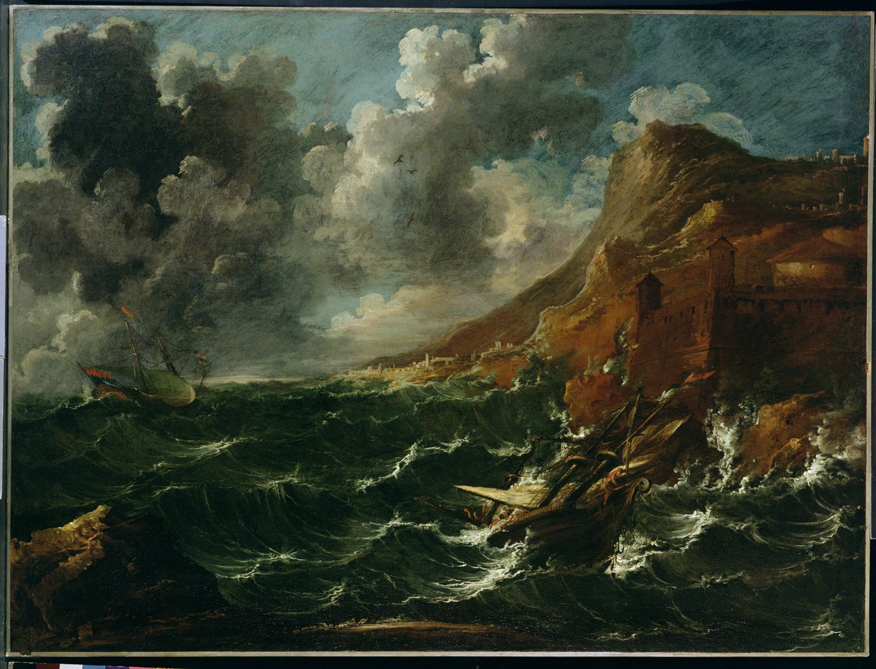 Ships in a Gale, 1705-2008 körül (olaj, vászon) alkotó: Marco Ricci